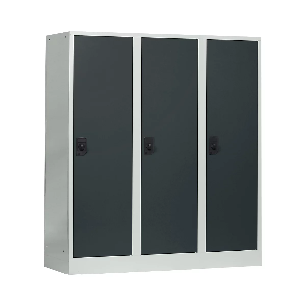 Schoollocker, compartimentbreedte 400 mm, 3 compartimenten, lichtgrijs/antraciet