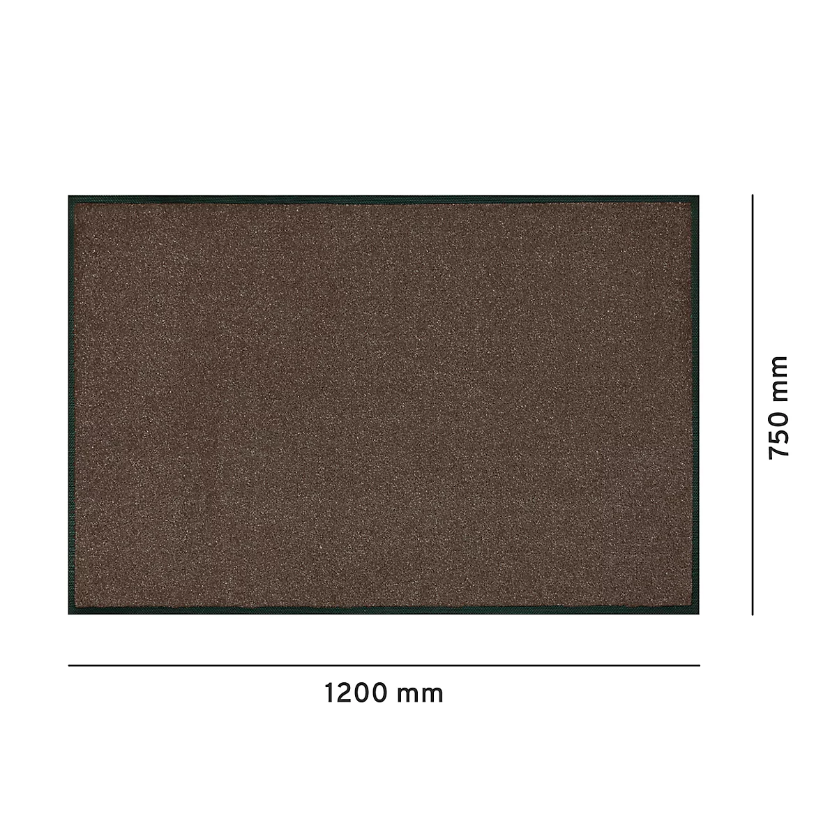 Bruine deurmat met zwarte rand. Afmetingen: 1200 x 750 mm.