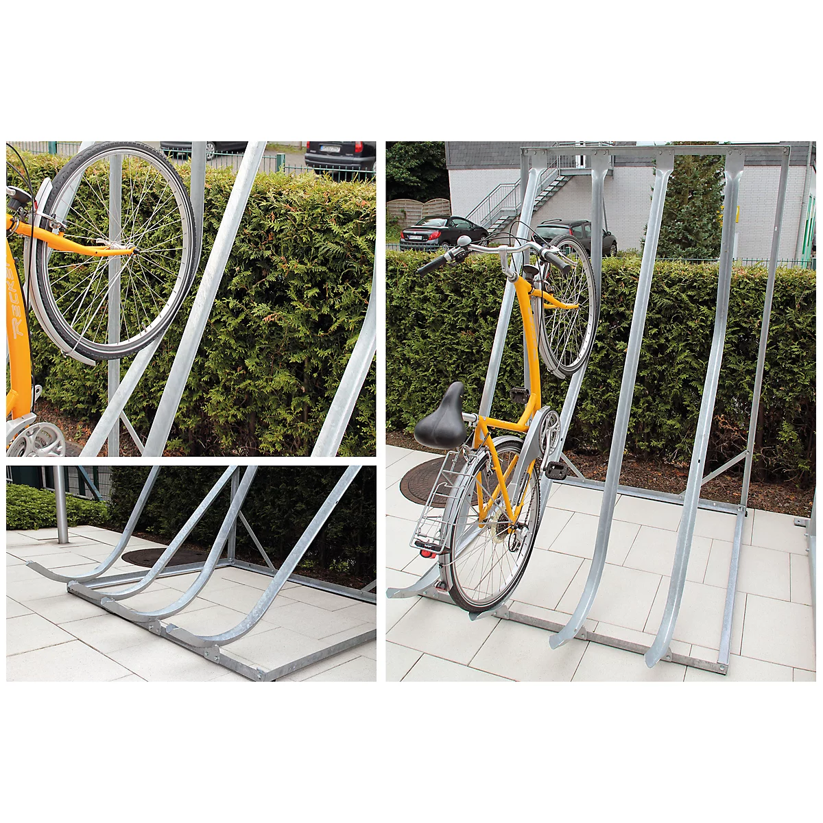 Schräghochparker WSM, 1-seitig, für Reifen bis B 60 mm, B 1400 x T 1470 x H 2010 mm, Stahl verzinkt, 4 Einhängeplätze