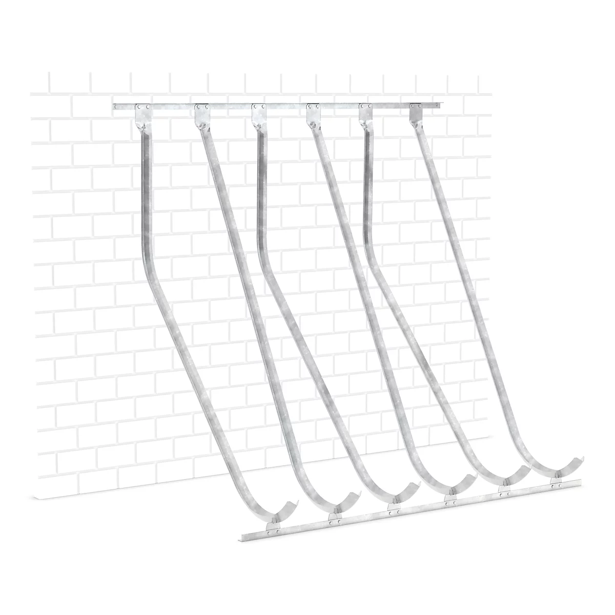 Schräghochparker WSM, 1-seitig, für Reifen bis B 60 mm, B 2100 x T 1470 x H 2010 mm, Stahl verzinkt, 6 Einhängeplätze