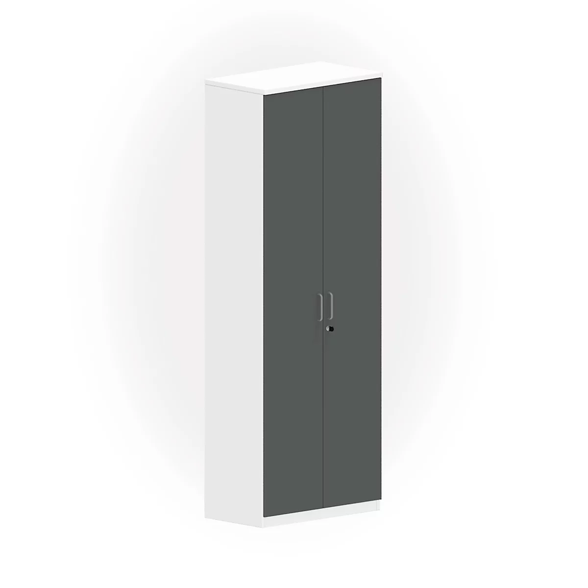 Schrank NEVADA, B 800 x T 445 x H 2220 mm, weiß/dunkelgrau 