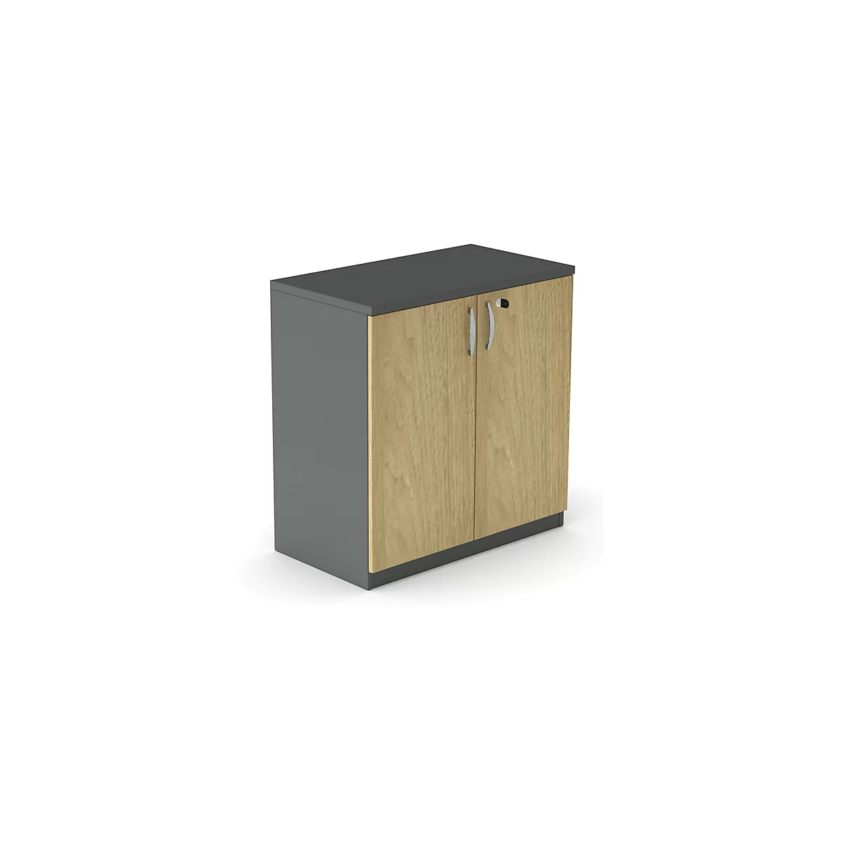 Schrank NEVADA, B 800 x T 445 x H 825 mm, dunkelgrau/Eiche
