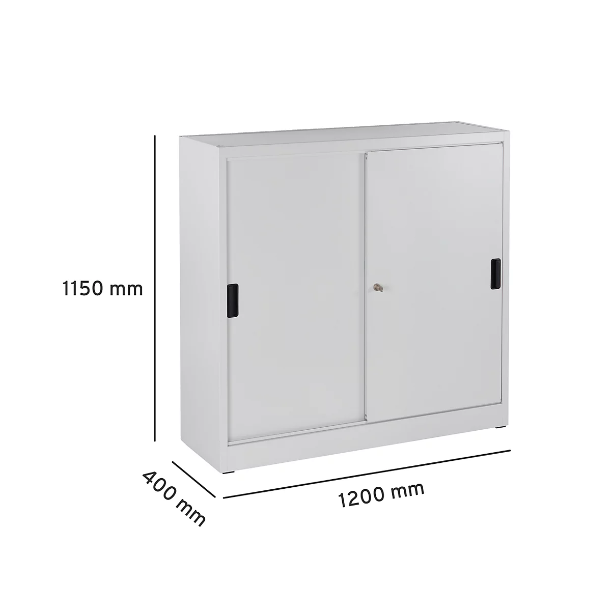 Schrank, Schiebetüren, H 1150 x B 1200 x T 400 mm, lichtgrau