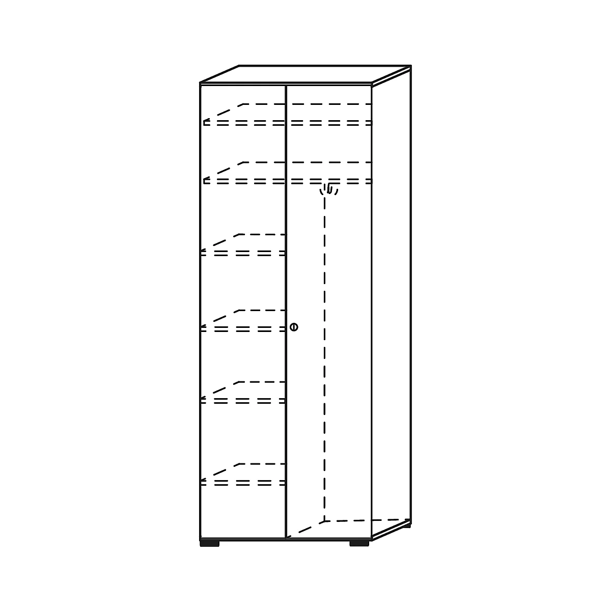 Schrank TOPAS LINE, Akten/Garderobenschrank, 6 Ordnerhöhen, B 800 mm, lichtgrau