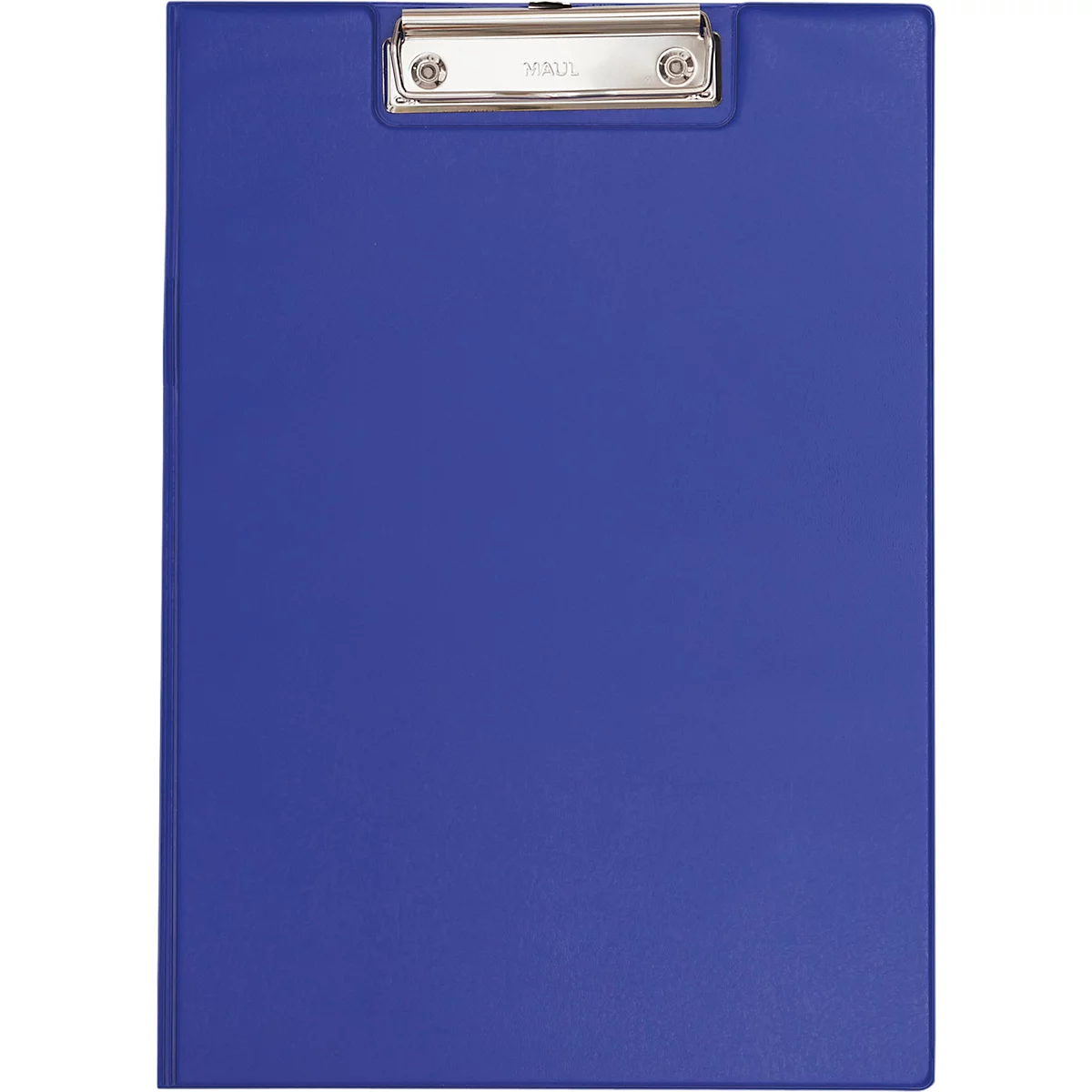 Blaues Klemmbrett mit silberner Klemme. Der Schriftzug 'MAUL' ist auf der Klemme zu erkennen.