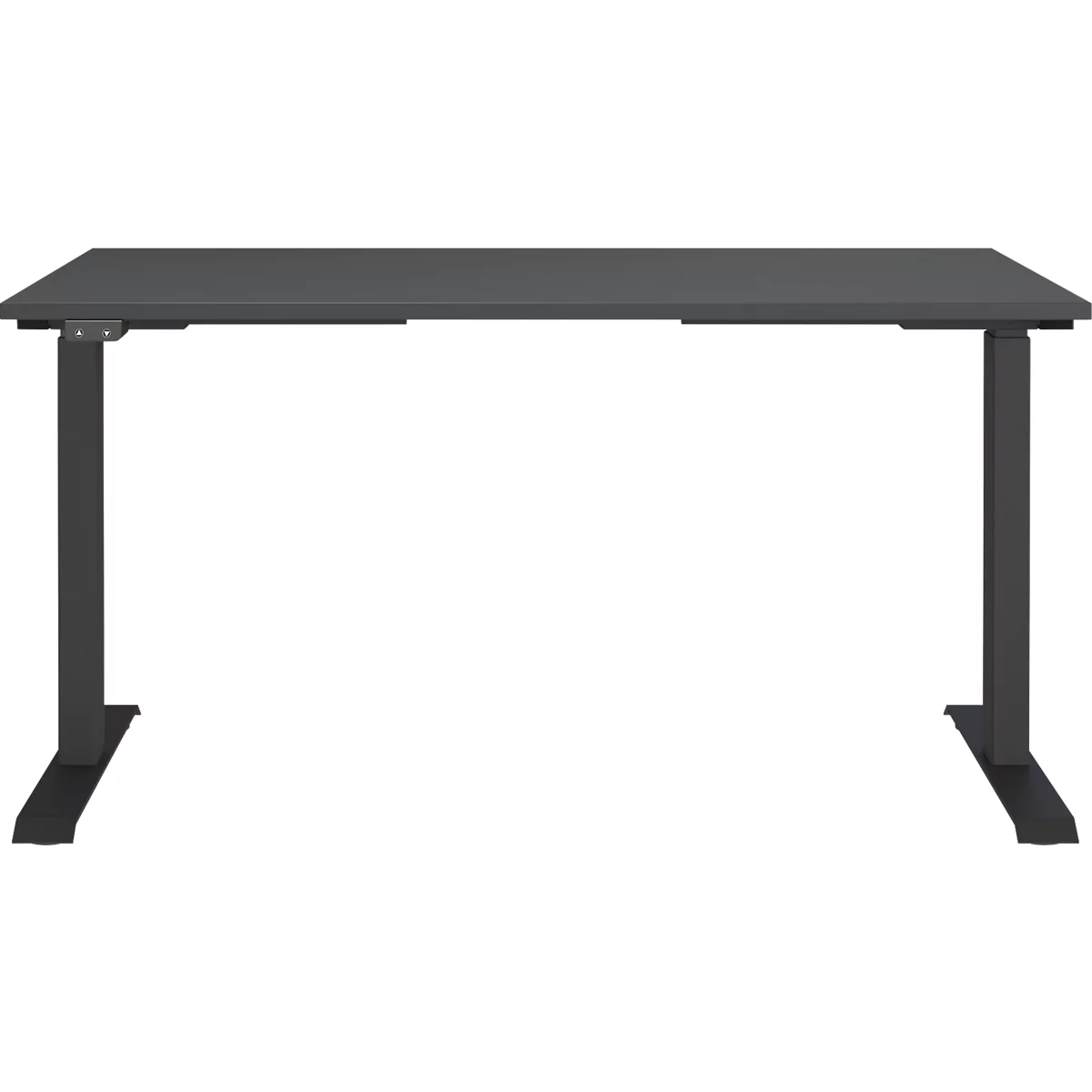 Schreibtisch Aalborg, elektrisch höhenverstellbar, Rechteck, bis 80 kg, T-Fuß Gestell, B 1400 x T 800 x H 720 – 1200 mm, graphit/schwarzgrau