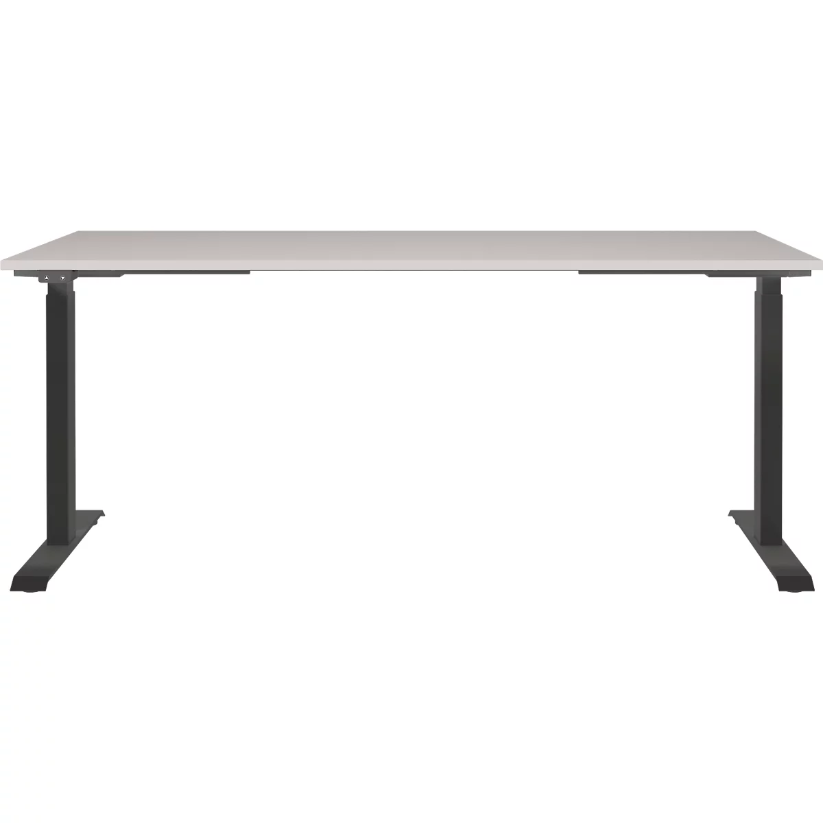 Schreibtisch Aalborg, elektrisch höhenverstellbar, Rechteck, bis 80 kg, T-Fuß Gestell, B 1800 x T 800 x H 720 – 1200 mm, kaschmir/schwarzgrau