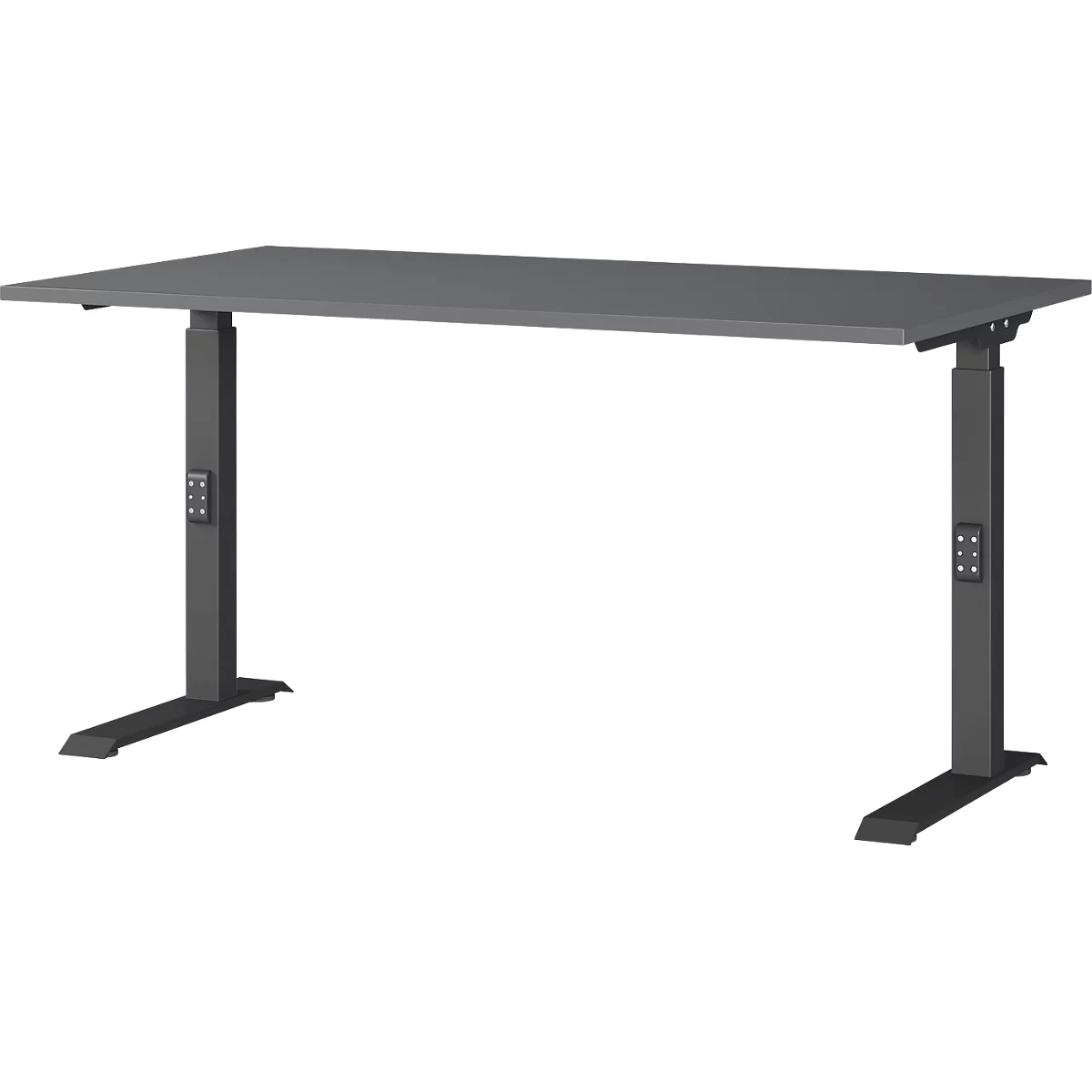 Schreibtisch Aalborg, mechanisch höhenverstellbar, bis 80 kg, Rechteck, C-Fuß, B 1400 x T 800 x H 680 - 910 mm, graphit/schwarzgrau