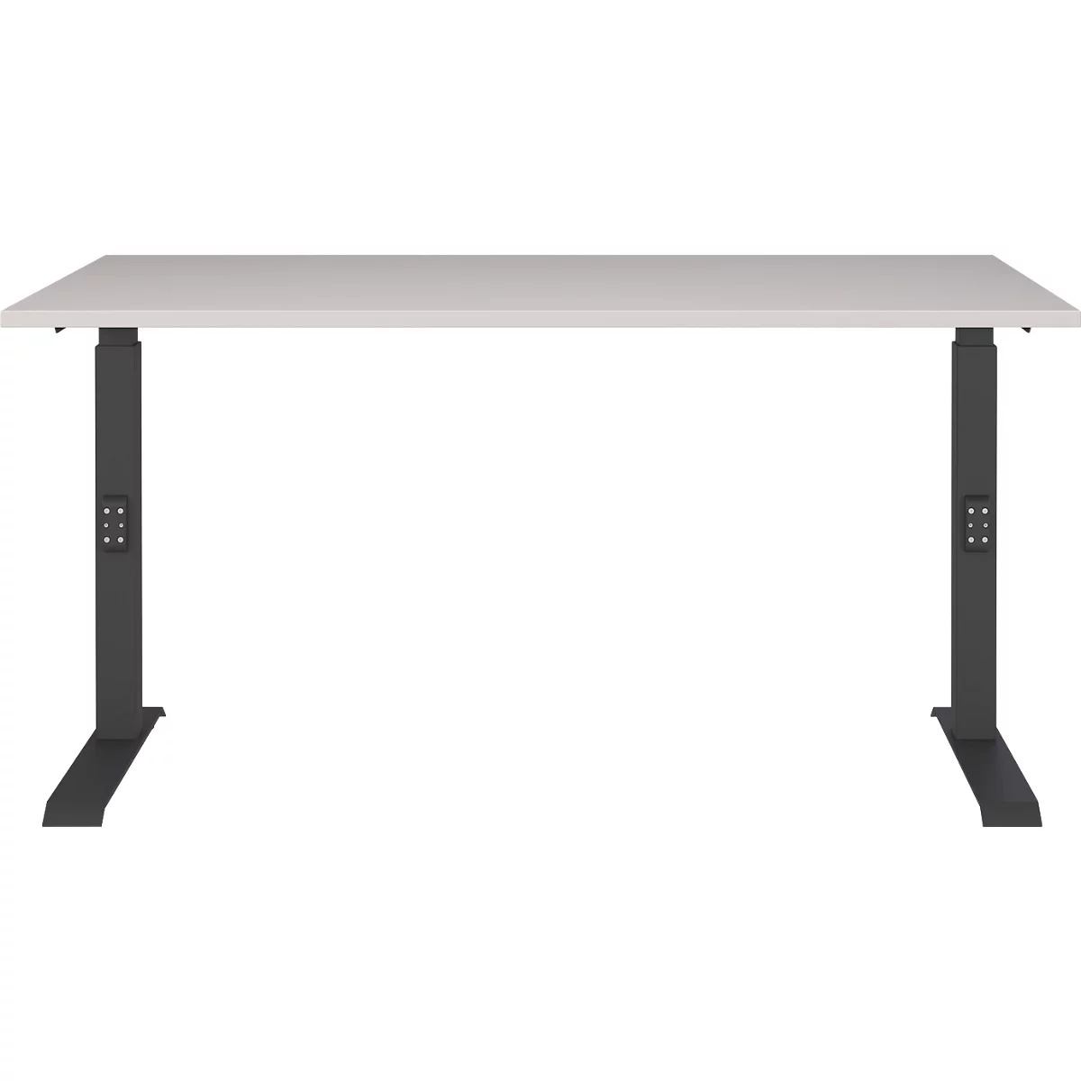 Schreibtisch Aalborg, mechanisch höhenverstellbar, bis 80 kg, Rechteck, C-Fuß, B 1400 x T 800 x H 680 - 910 mm, kaschmir/schwarzgrau
