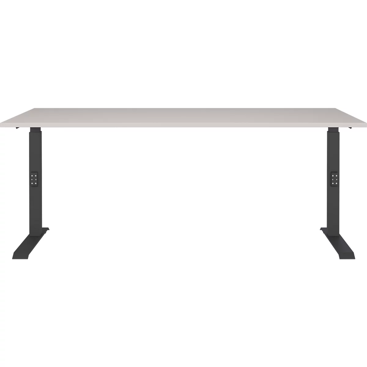 Schreibtisch Aalborg, mechanisch höhenverstellbar, bis 80 kg, Rechteck, C-Fuß, B 1800 x T 800 x H 680 - 910 mm, kaschmir/schwarzgrau