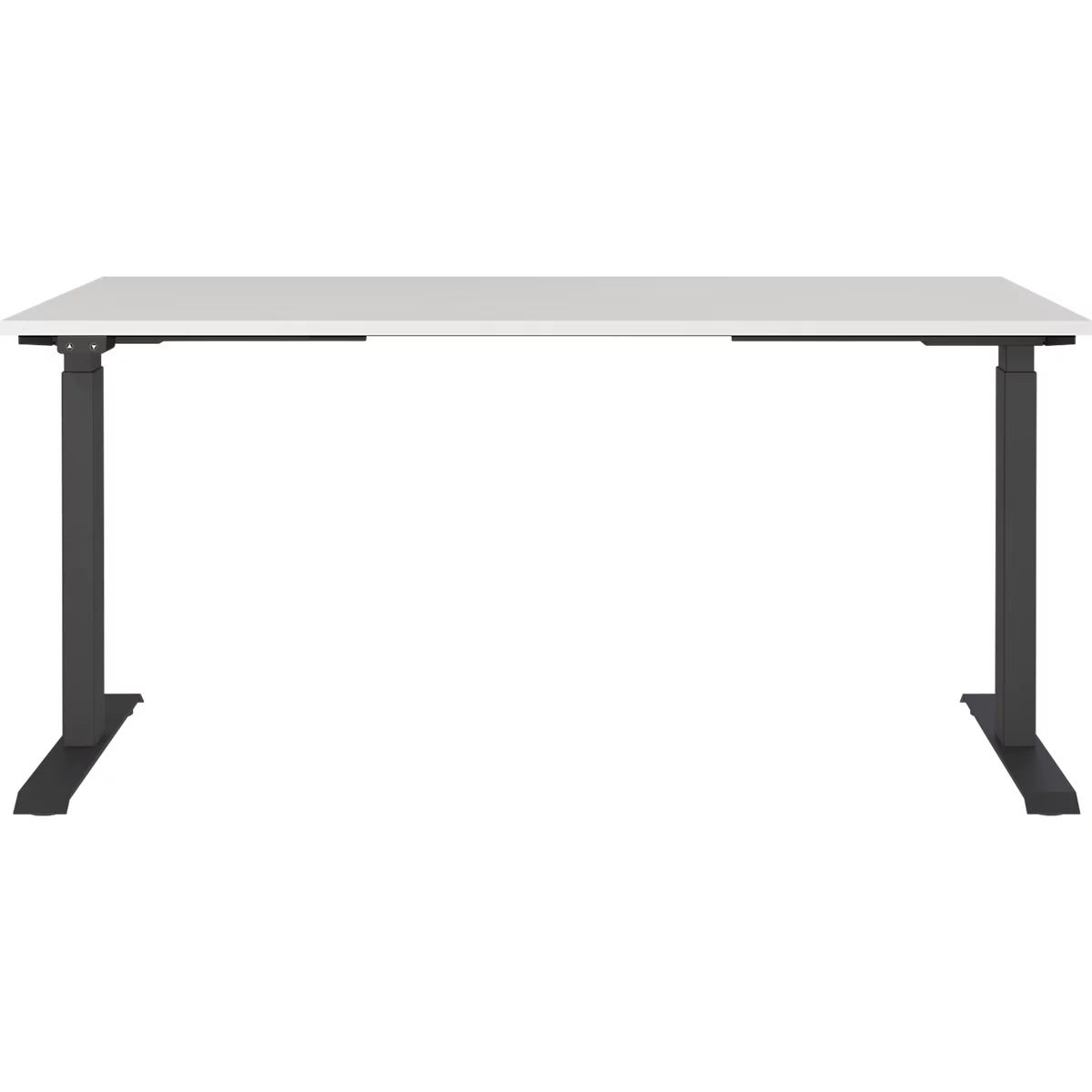 Schreibtisch Agenda, elektrisch höhenverstellbar, B 1600 x T 800 x H 720-1200 mm, Lichtgrau/Schwarz + Memory-USB-Panel