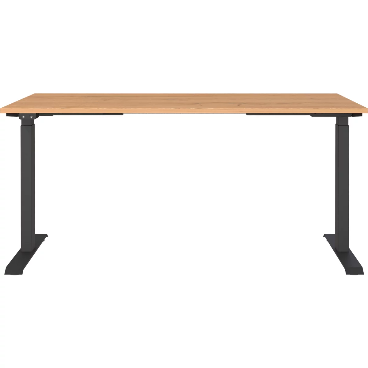 Schreibtisch Agenda Home, elektrisch höhenverstellbar, B 1600 x T 800 x H 720-1200 mm, Grandson-Eiche/Schwarz + Memory-USB-Panel