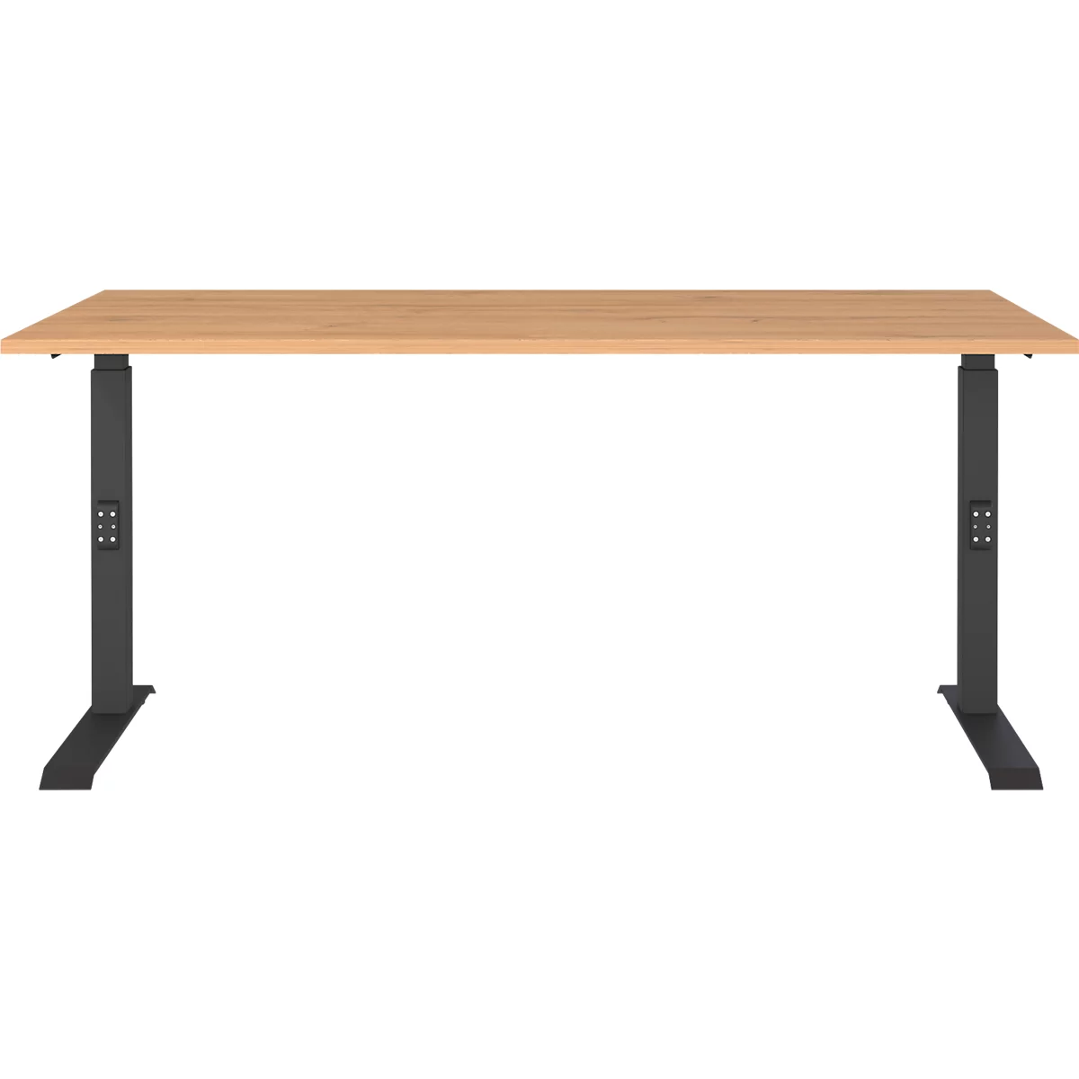 Schreibtisch Agenda Home, mechanisch höhenverstellbar, B 1600 x T 800 x H 680-910 mm, Grandson-Eiche/Schwarz