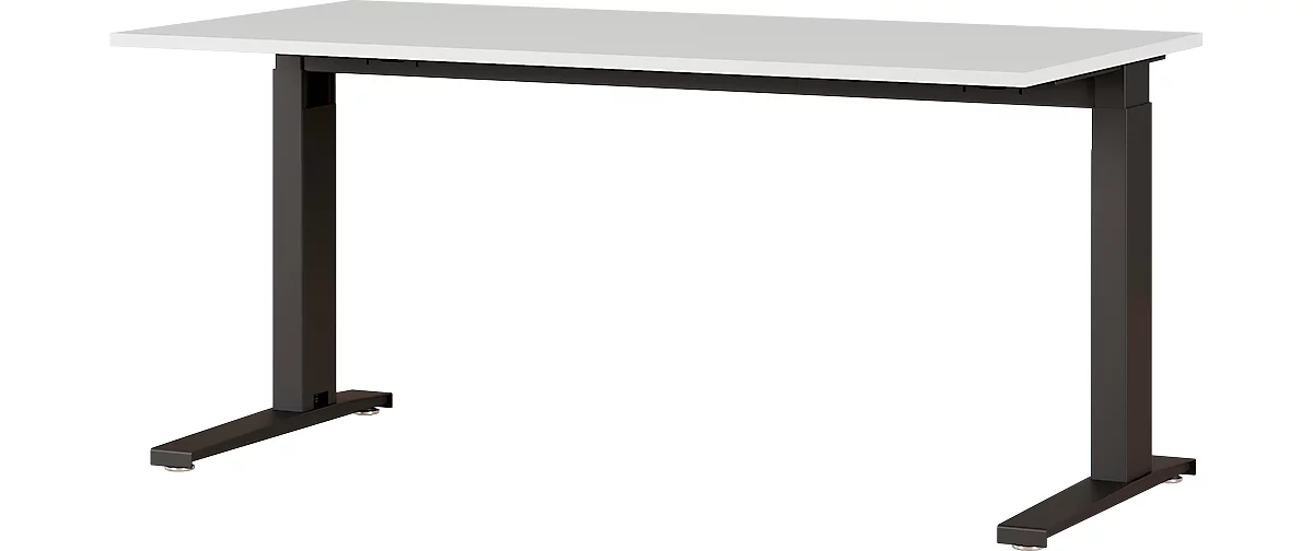 Schreibtisch Agenda, mech. höhenverstellbar, B 1600 x T 800 x H 680-880 mm, lichtgrau/schwarz