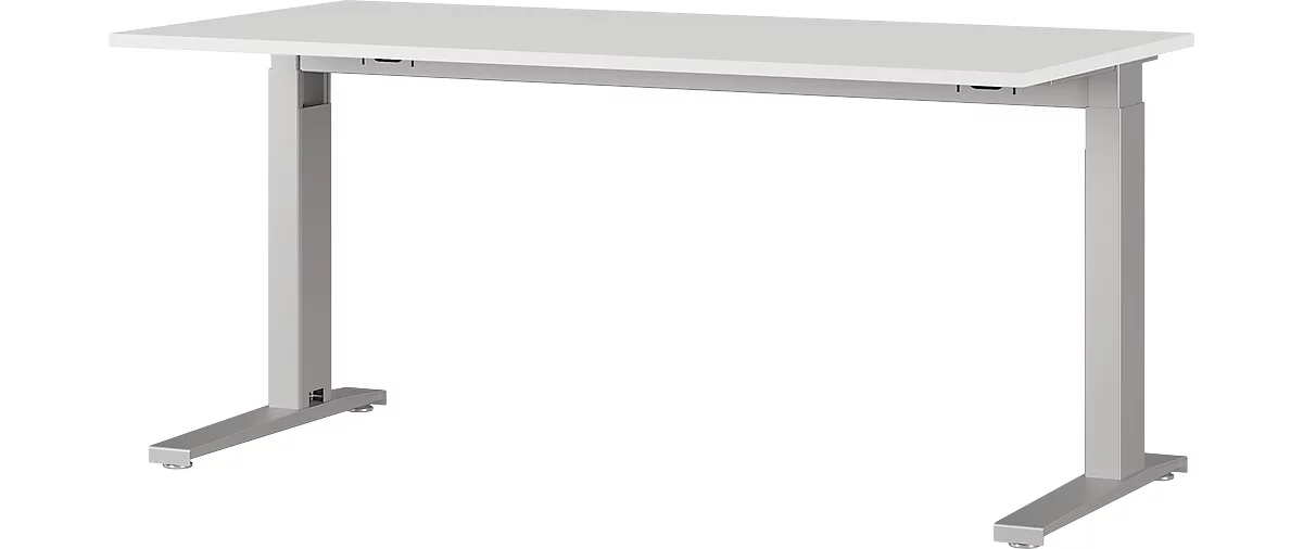 Schreibtisch Agenda, mech. höhenverstellbar, B 1600 x T 800 x H 680-880 mm, lichtgrau/silber