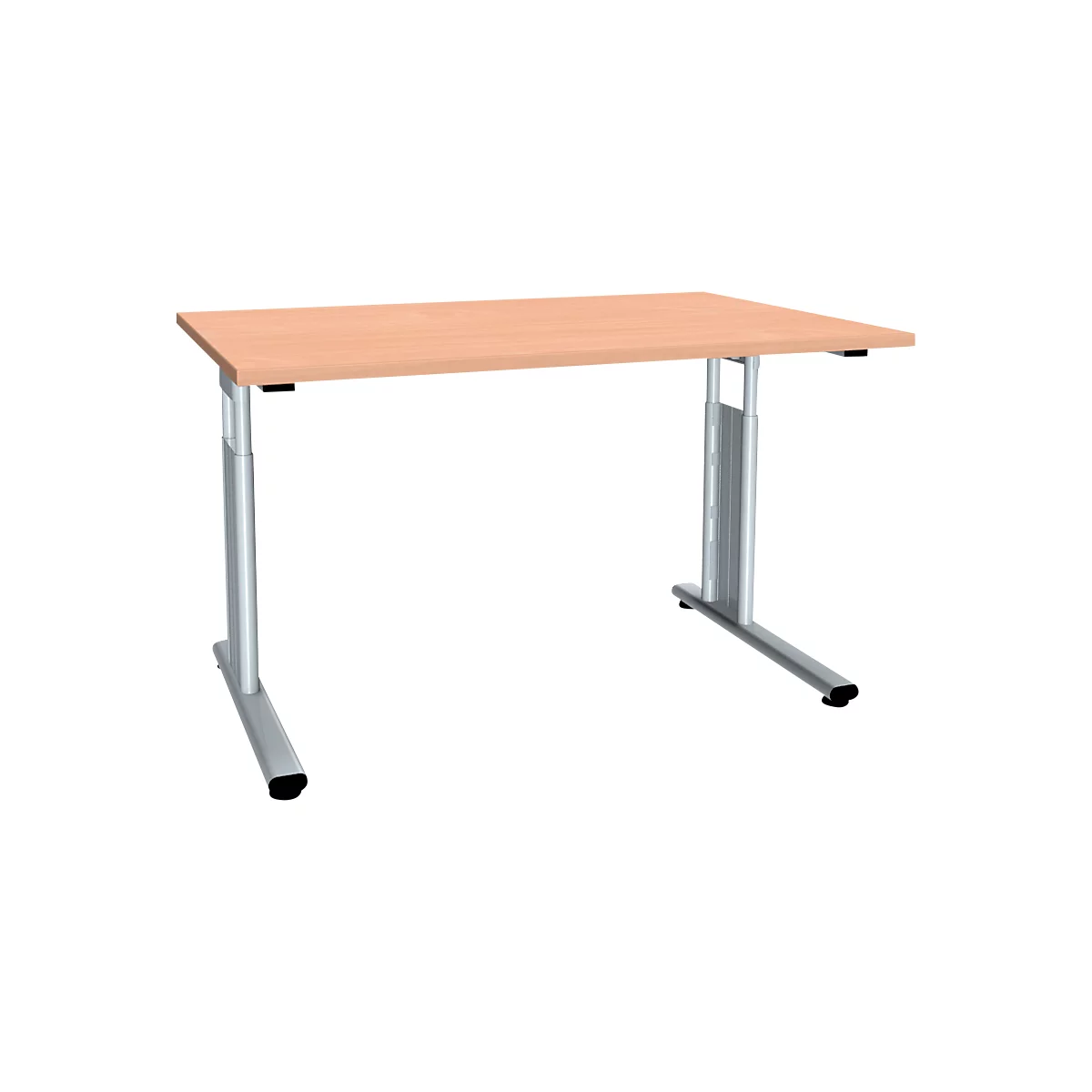 Schreibtisch ALICANTE, C-Fuß, Rechteck, B 1200 x T 800 x H 680-820 mm, Buche-Dekor