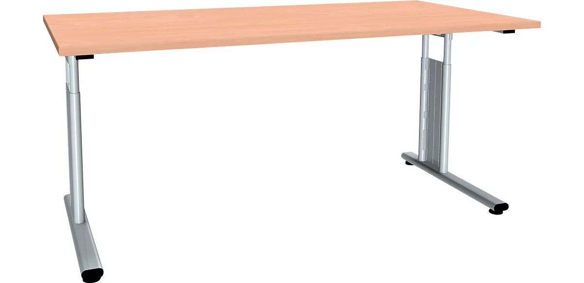 Schreibtisch ALICANTE, C-Fuß, Rechteck, B 1600 x T 800 x H 680-820 mm, Buche-Dekor