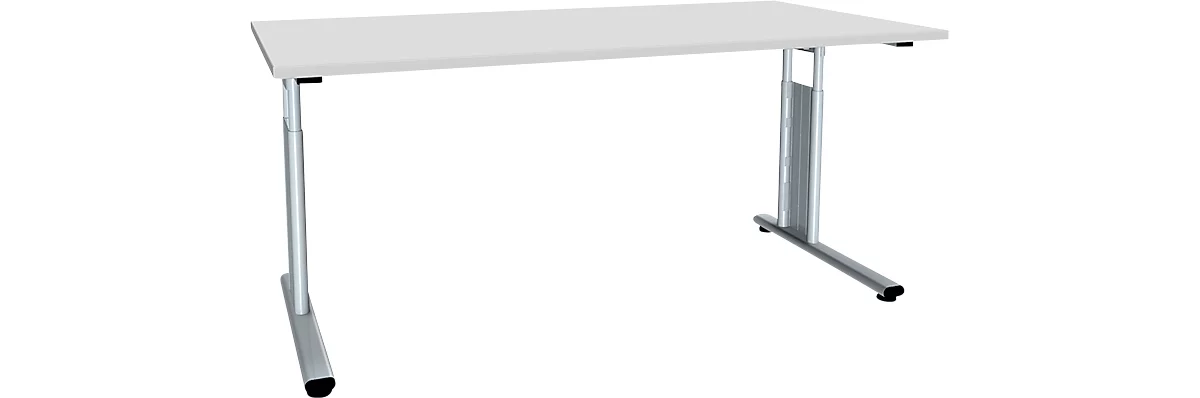 Schreibtisch ALICANTE, C-Fuß, Rechteck, B 1600 x T 800 x H 680-820 mm, lichtgrau