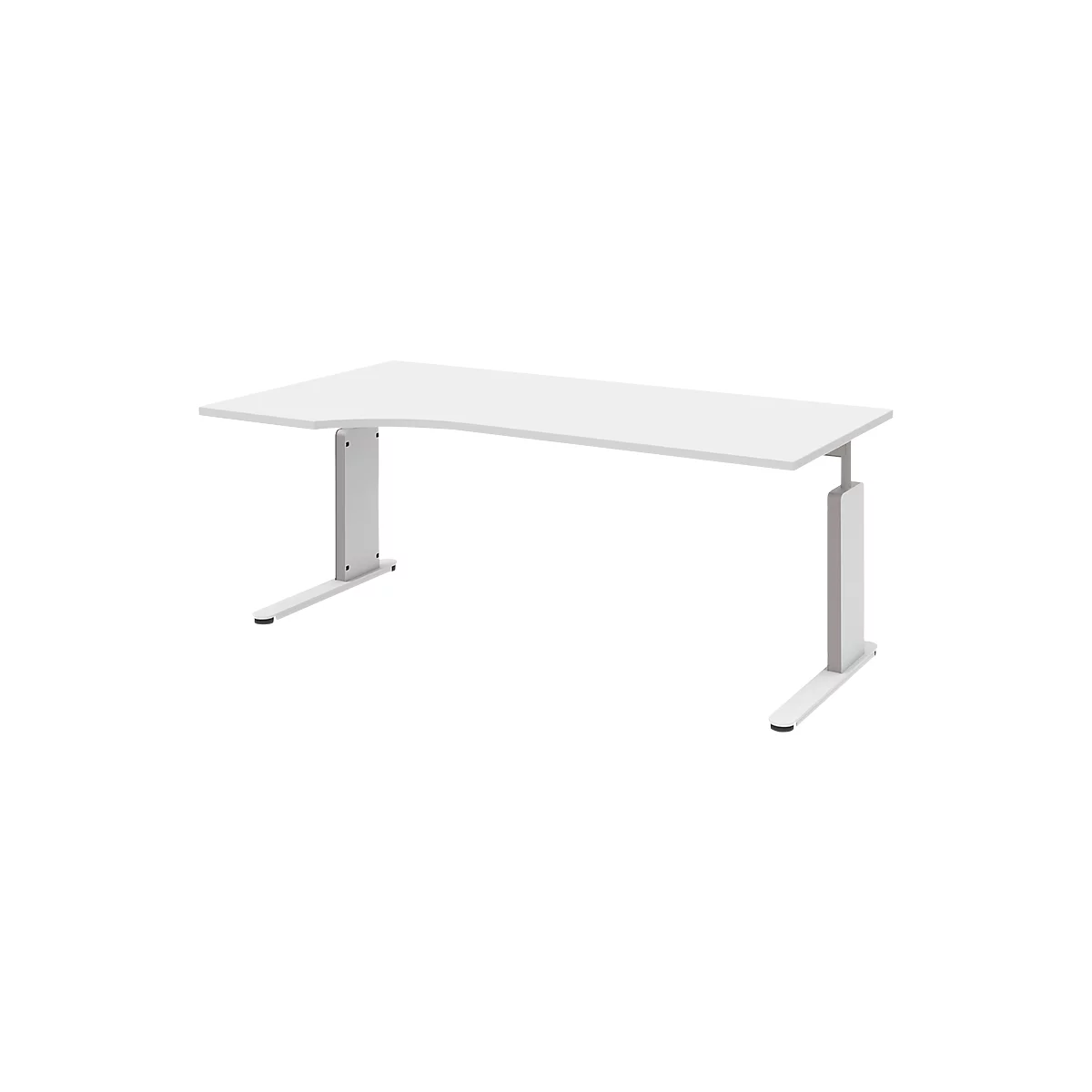 Schreibtisch BARI, C-Fuß, Anbau Schiebetürenschrank links, B 1800 mm, weiß