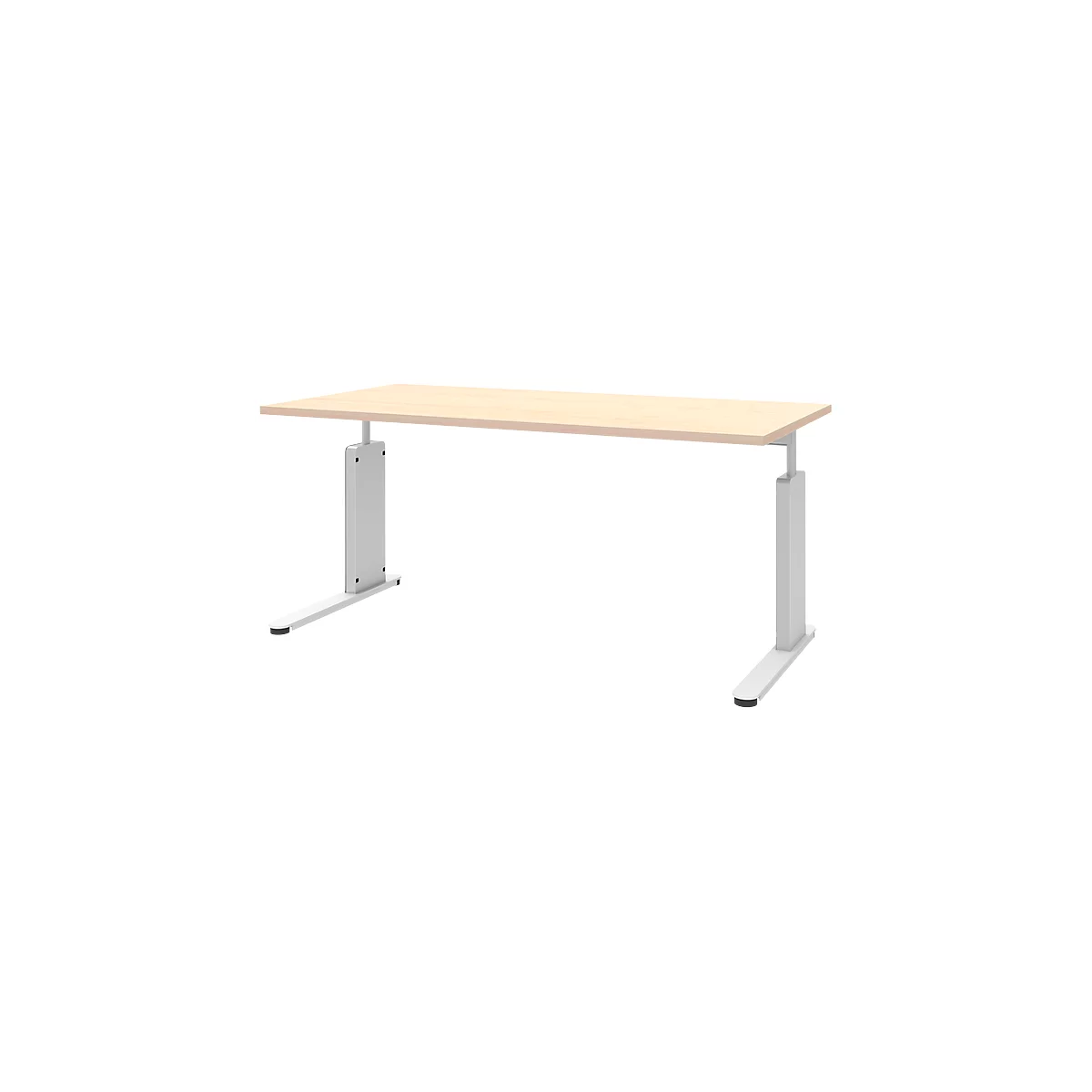 Schreibtisch BARI, C-Fuß, Form B, Rechteck, B 1600 x T 800 x H 680 - 820 mm, Ahorn-Dekor