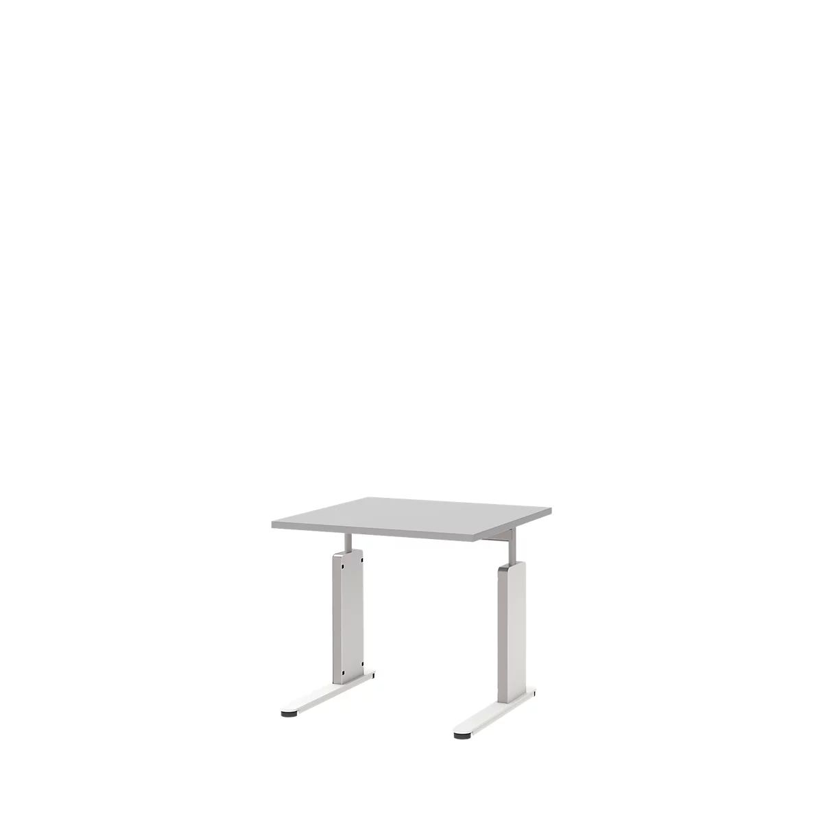 Schreibtisch BARI, C-Fuß, Form B, Rechteck, B 800 x T 800 x H 680 - 820 mm, hellgrau