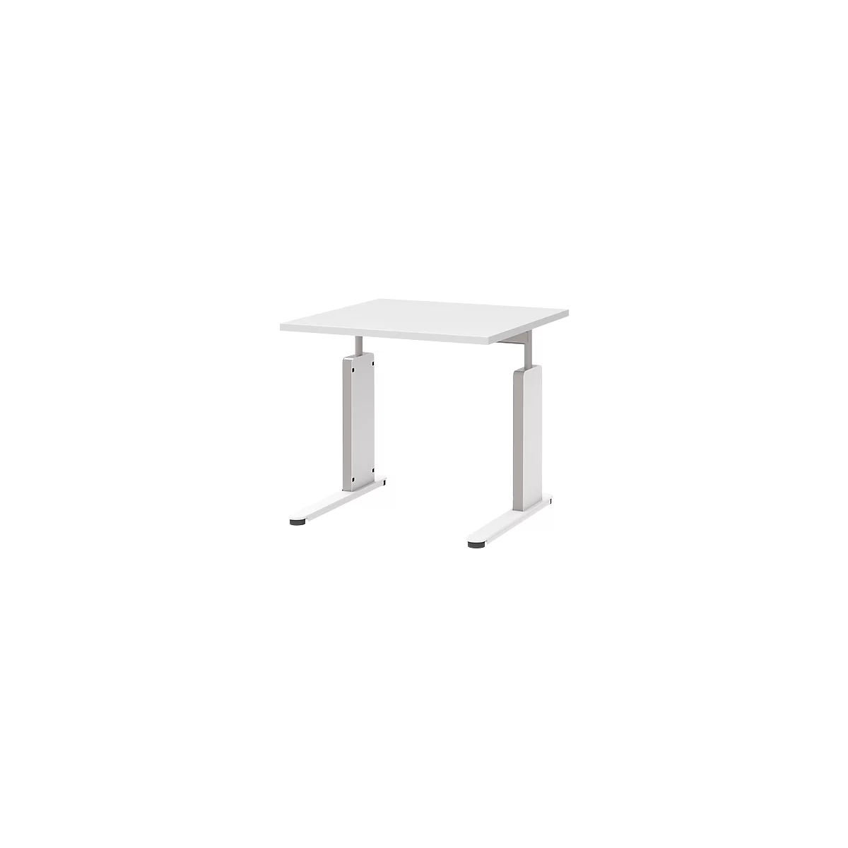 Schreibtisch BARI, C-Fuß, Form B, Rechteck, B 800 x T 800 x H 680 - 820 mm, weiß