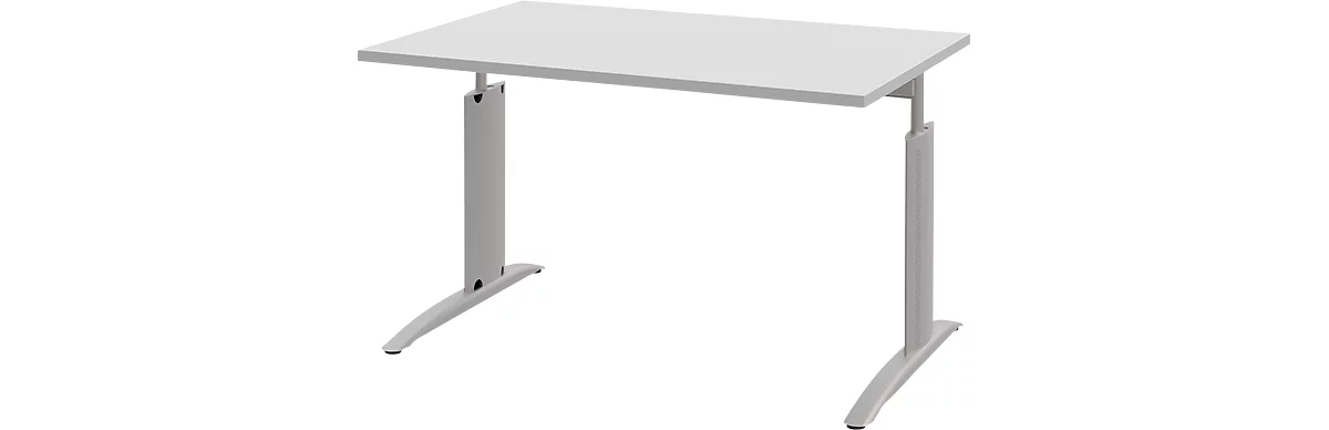 Schreibtisch BARI, Rechteck, Form A, C-Fuß, B 1200 x T 800 mm, hellgrau