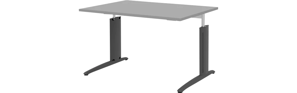 Schreibtisch BARI, Rechteck, Form A, C-Fuß, B 1200 x T 800 mm, mittelgrau