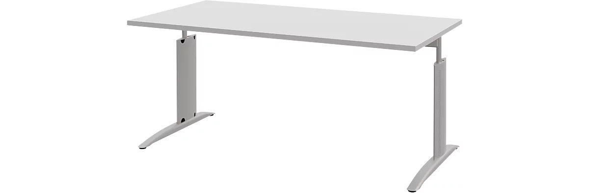 Schreibtisch BARI, Rechteck, Form A, C-Fuß, B 1600 x T 800 mm, hellgrau