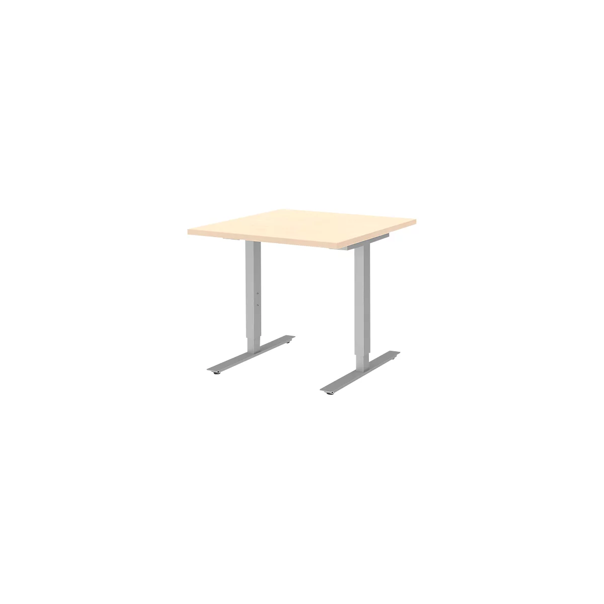 Schreibtisch BARI, T-Fuß, Rechteck, B 800 x T 800 x H 680-820 mm, Ahorn/Alu