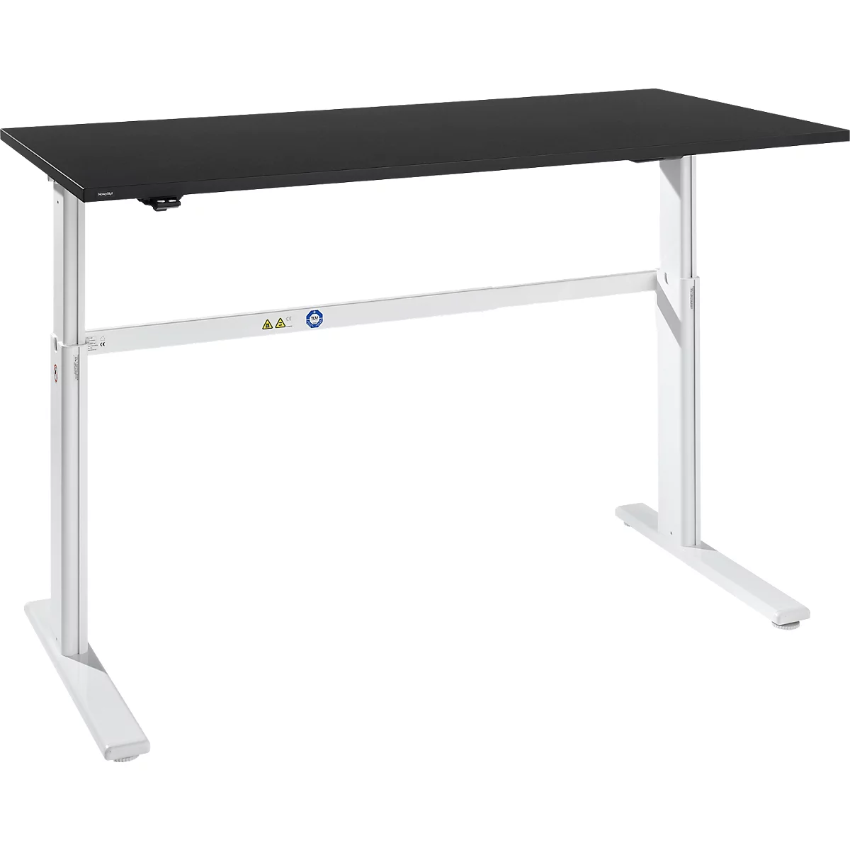 Schreibtisch Bexxstar, elektrisch höhenverstellbar, Rechteck, C-Fuß, B 1600 x T 800 x H 725-1185 mm, schwarz/weiß