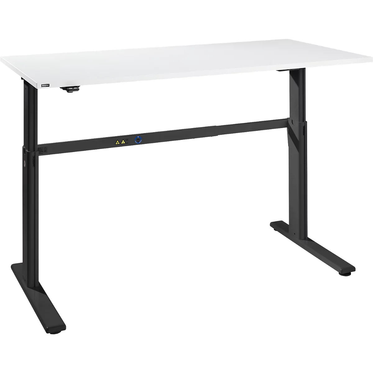 Schreibtisch Bexxstar, elektrisch höhenverstellbar, Rechteck, C-Fuß, B 1600 x T 800 x H 725-1185 mm, weiß/schwarz