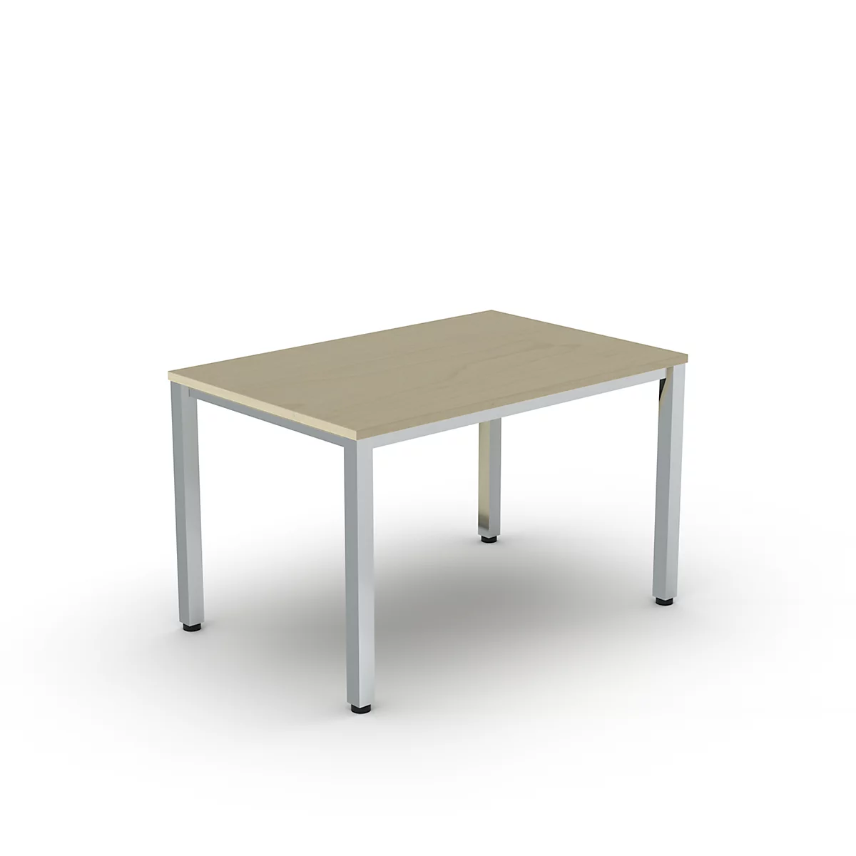 Schreibtisch Bexxstar, Rechteck, 4-Fuß Quadratrohr, B 1200 x H 740 mm, Ahorn/chromsilber