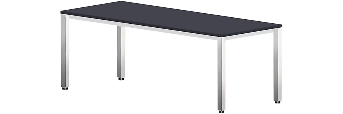 Schreibtisch Bexxstar, Rechteck, 4-Fuß Quadratrohr, B 1200 x T 800 x H 740 mm, schwarz/chromsilber