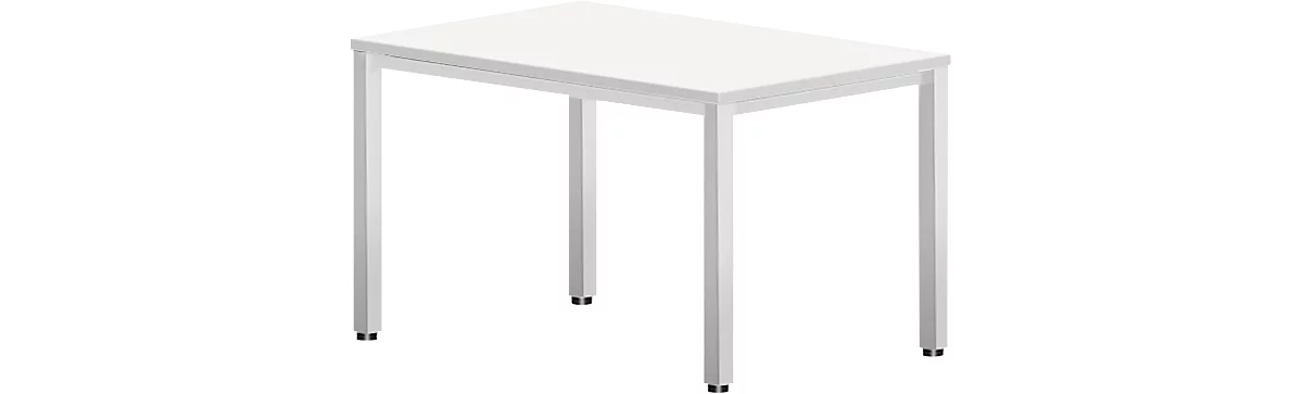 Schreibtisch Bexxstar, Rechteck, 4-Fuß Quadratrohr, B 1200 x T 800 x H 740 mm, weiß/chromsilber