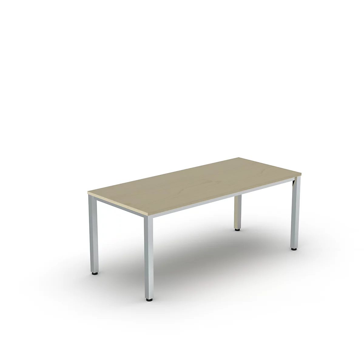 Schreibtisch Bexxstar, Rechteck, 4-Fuß Quadratrohr, B 1800 x H 740 mm, Ahorn/chromsilber