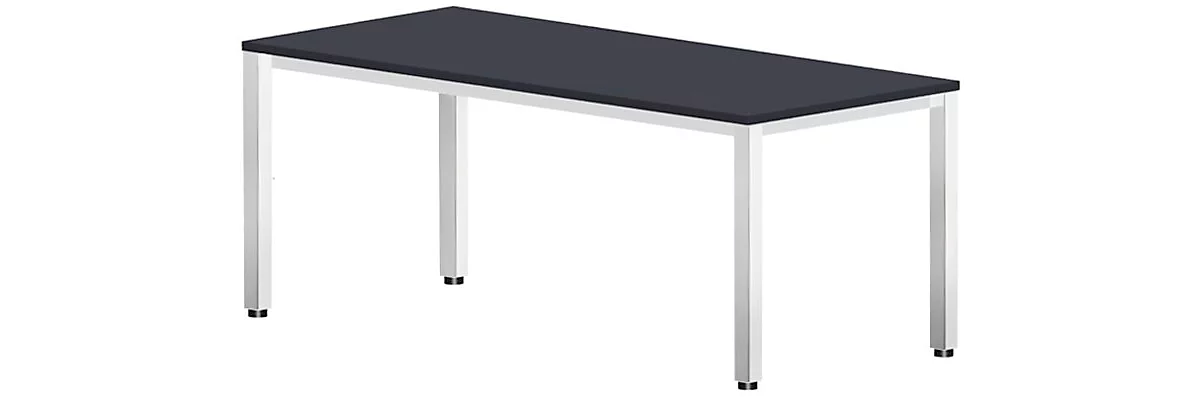 Schreibtisch Bexxstar, Rechteck, 4-Fuß Quadratrohr, B 1800 x T 800 x H 740 mm, schwarz/chromsilber