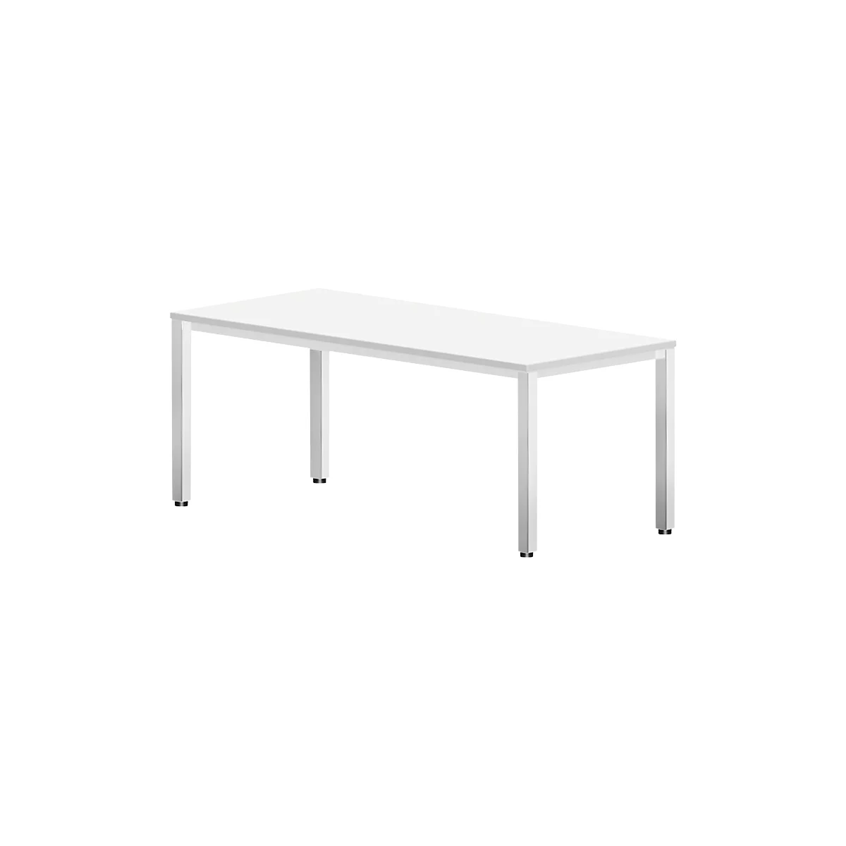 Schreibtisch Bexxstar, Rechteck, 4-Fuß Quadratrohr, B 1800 x T 800 x H 740 mm, weiß/chromsilber