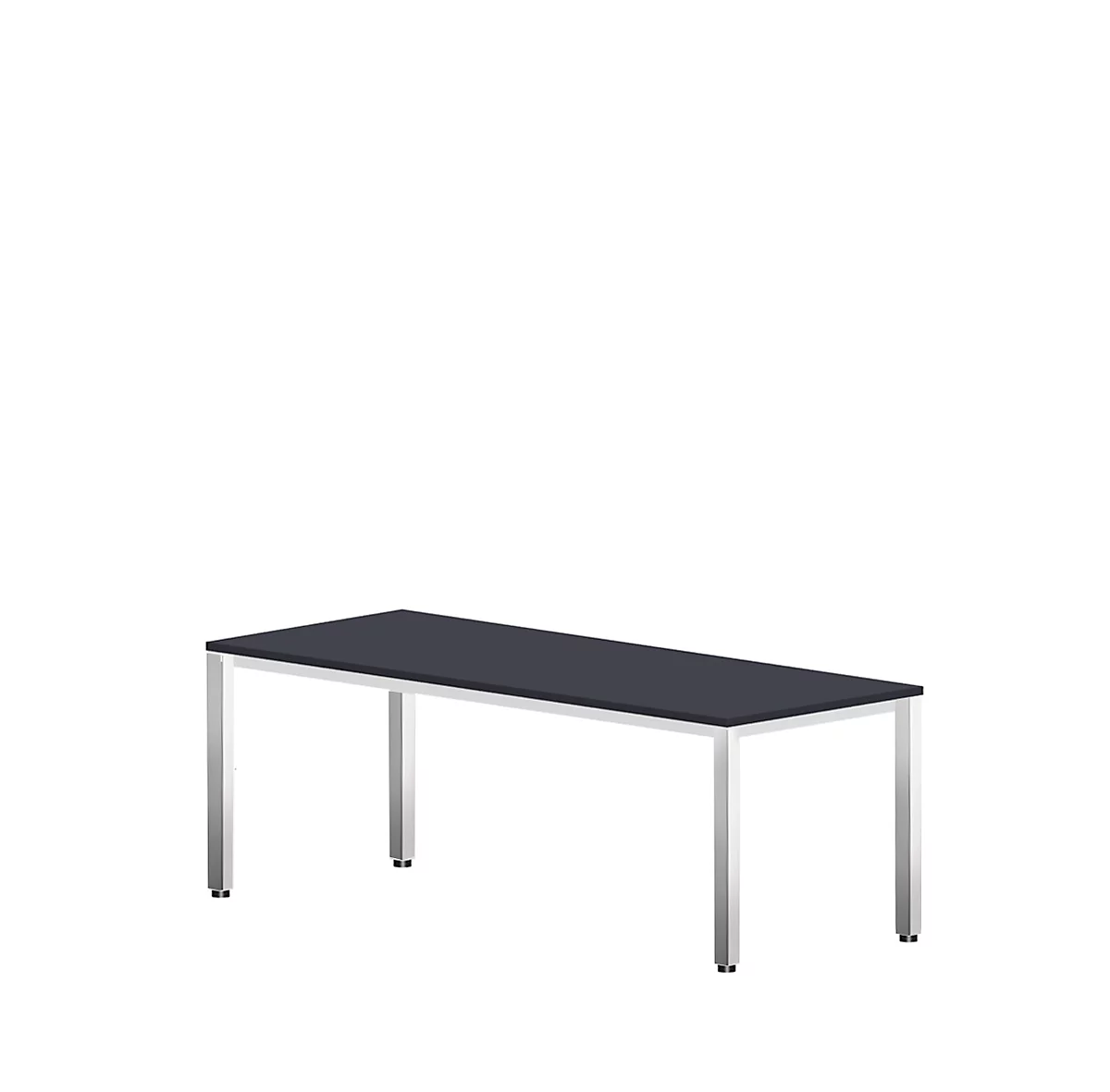 Schreibtisch Bexxstar, Rechteck, 4-Fuß Quadratrohr, B 2000 x T 1000 x H 740 mm, schwarz/chromsilber