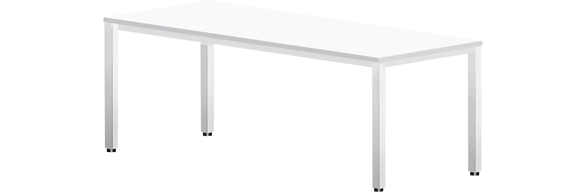 Schreibtisch Bexxstar, Rechteck, 4-Fuß Quadratrohr, B 2000 x T 1000 x H 740 mm, weiß/chromsilber