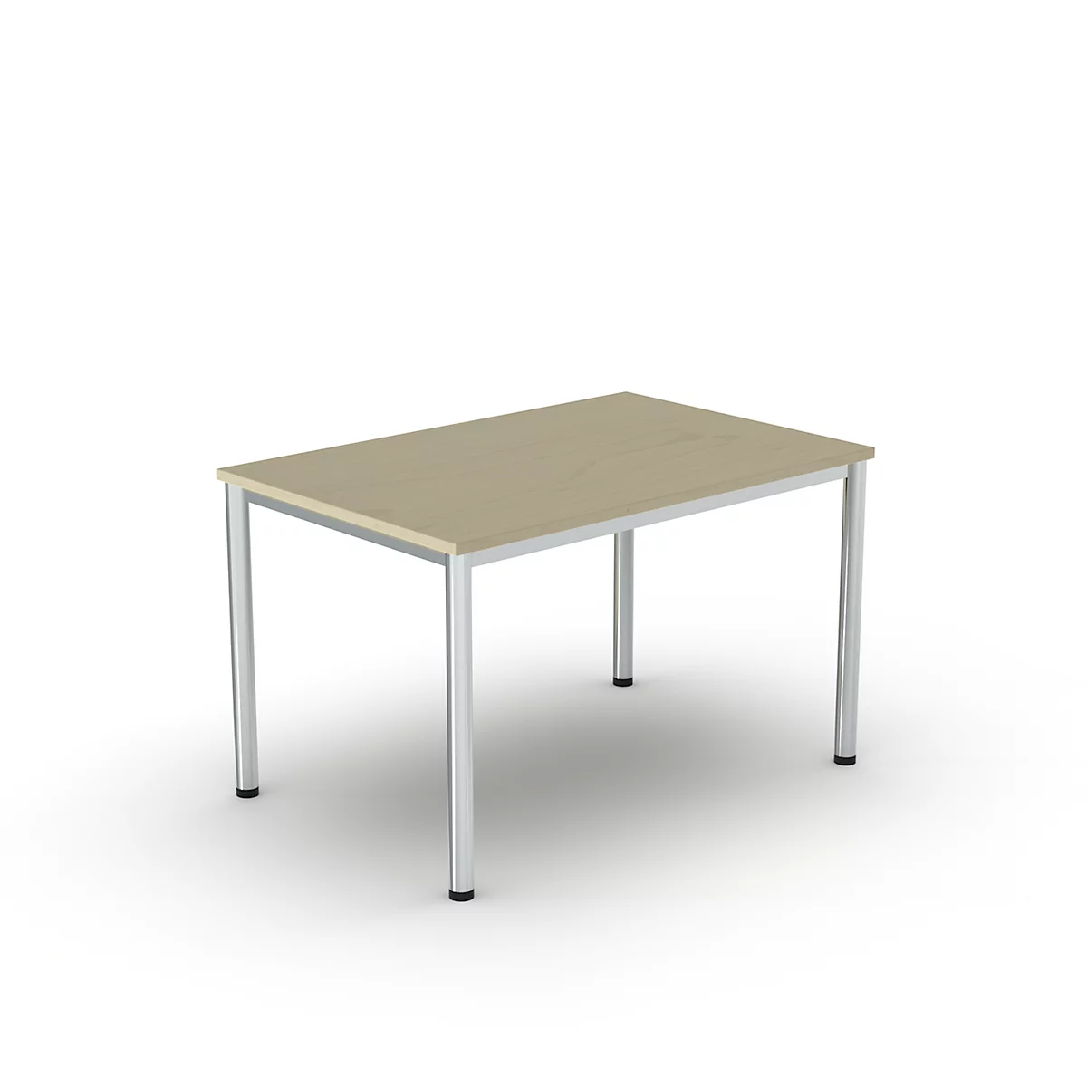 Schreibtisch Bexxstar, Rechteck, 4-Fuß Rundrohr, B 1200 x T 800 x H 740 mm, Ahorn/chromsilber