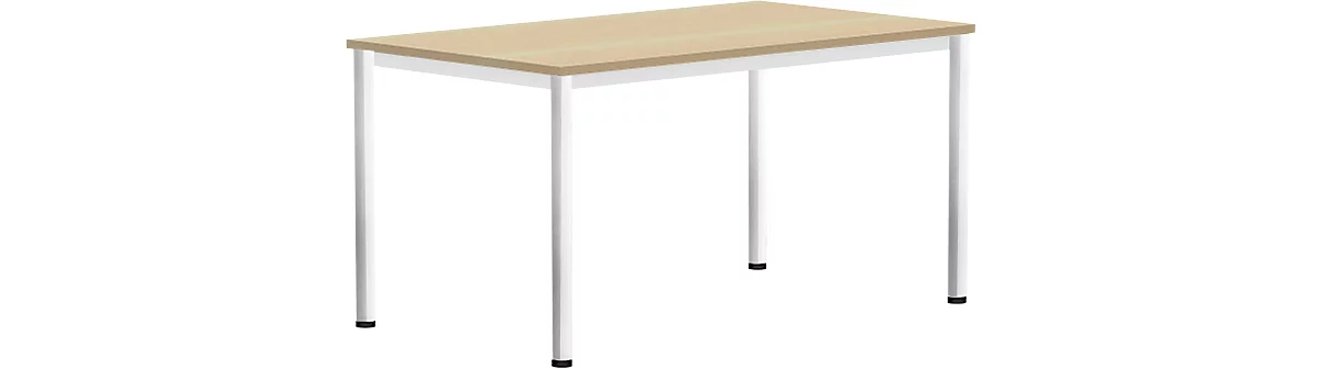 Schreibtisch Bexxstar, Rechteck, 4-Fuß Rundrohr, B 1200 x T 800 x H 740 mm, Buche/chromsilber