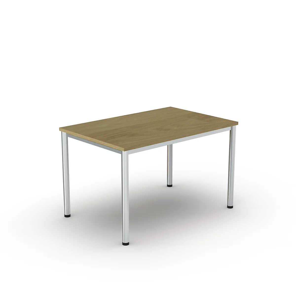 Schreibtisch Bexxstar, Rechteck, 4-Fuß Rundrohr, B 1200 x T 800 x H 740 mm, Eiche/chromsilber