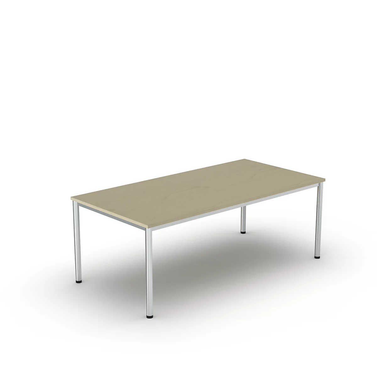 Schreibtisch Bexxstar, Rechteck, 4-Fuß Rundrohr, B 1600 x T 800 x H 740 mm, Ahorn/chromsilber