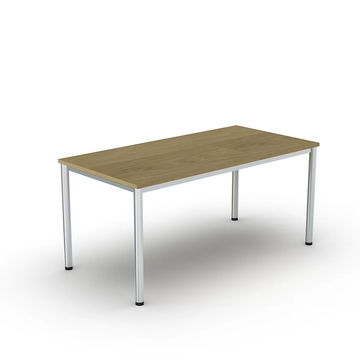 Schreibtisch Bexxstar, Rechteck, 4-Fuß Rundrohr, B 1600 x T 800 x H 740 mm, Eiche/chromsilber