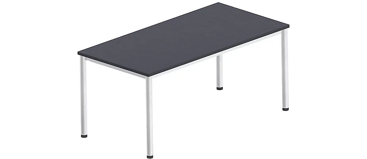 Schreibtisch Bexxstar, Rechteck, 4-Fuß Rundrohr, B 1600 x T 800 x H 740 mm, schwarz/chromsilber