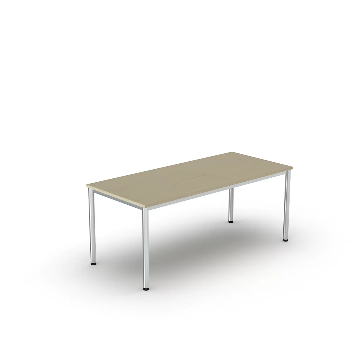 Schreibtisch Bexxstar, Rechteck, 4-Fuß Rundrohr, B 1800 x T 800 x H 740 mm, Ahorn/chromsilber