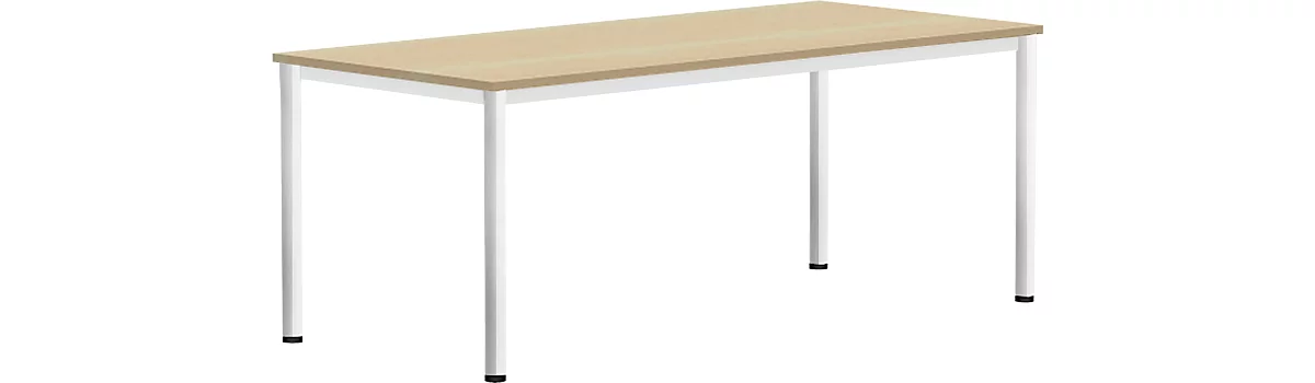 Schreibtisch Bexxstar, Rechteck, 4-Fuß Rundrohr, B 1800 x T 800 x H 740 mm, Buche/chromsilber