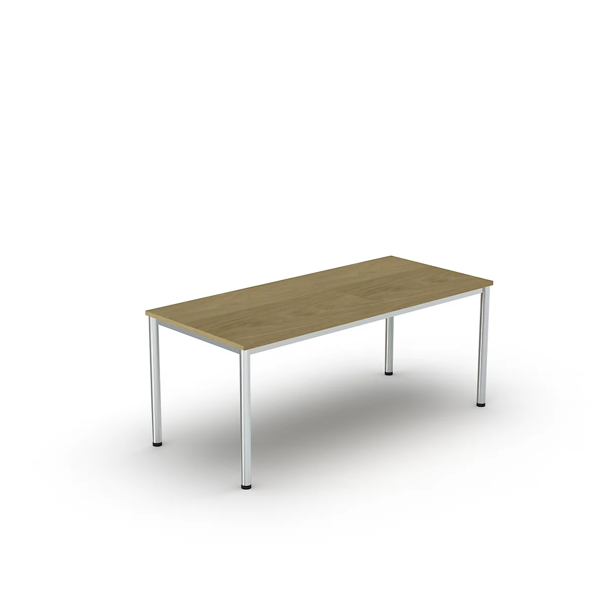 Schreibtisch Bexxstar, Rechteck, 4-Fuß Rundrohr, B 1800 x T 800 x H 740 mm, Eiche/chromsilber