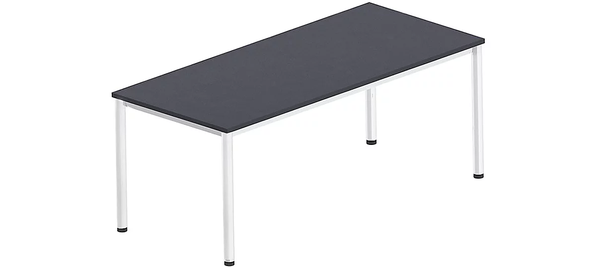 Schreibtisch Bexxstar, Rechteck, 4-Fuß Rundrohr, B 1800 x T 800 x H 740 mm, schwarz/chromsilber